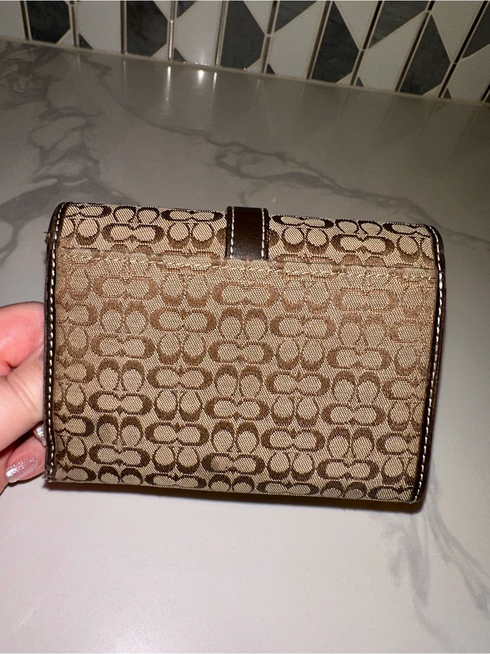 Vintage Y2K Coach Signature Micro C Buckle Flap Trifold Wallet Brown Leather - Picture 2 of 5